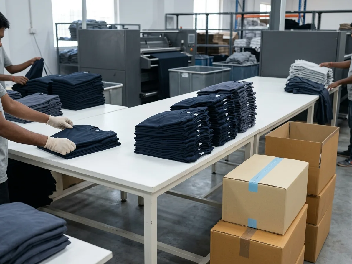 Bulk apparel folded for dispatch