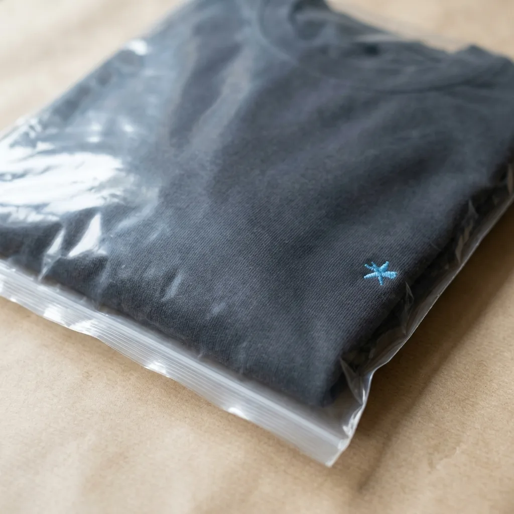 Apparel folded and bagged for dispatch