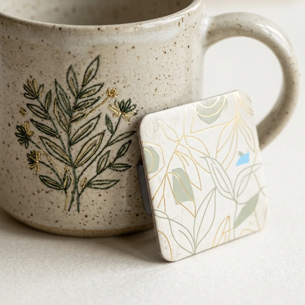 Photo magnet and mug detail