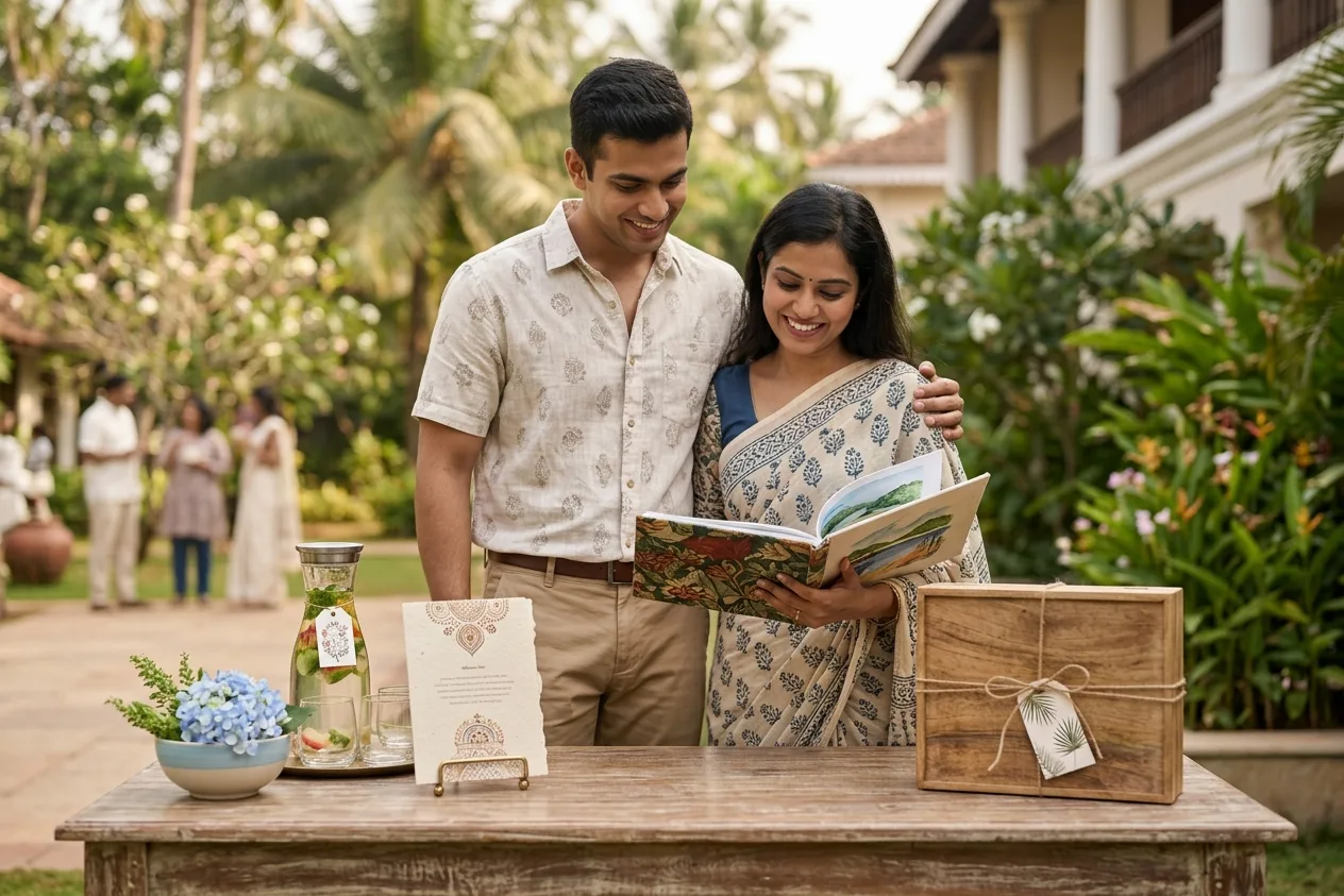 Hospitality welcome table at a Goa resort