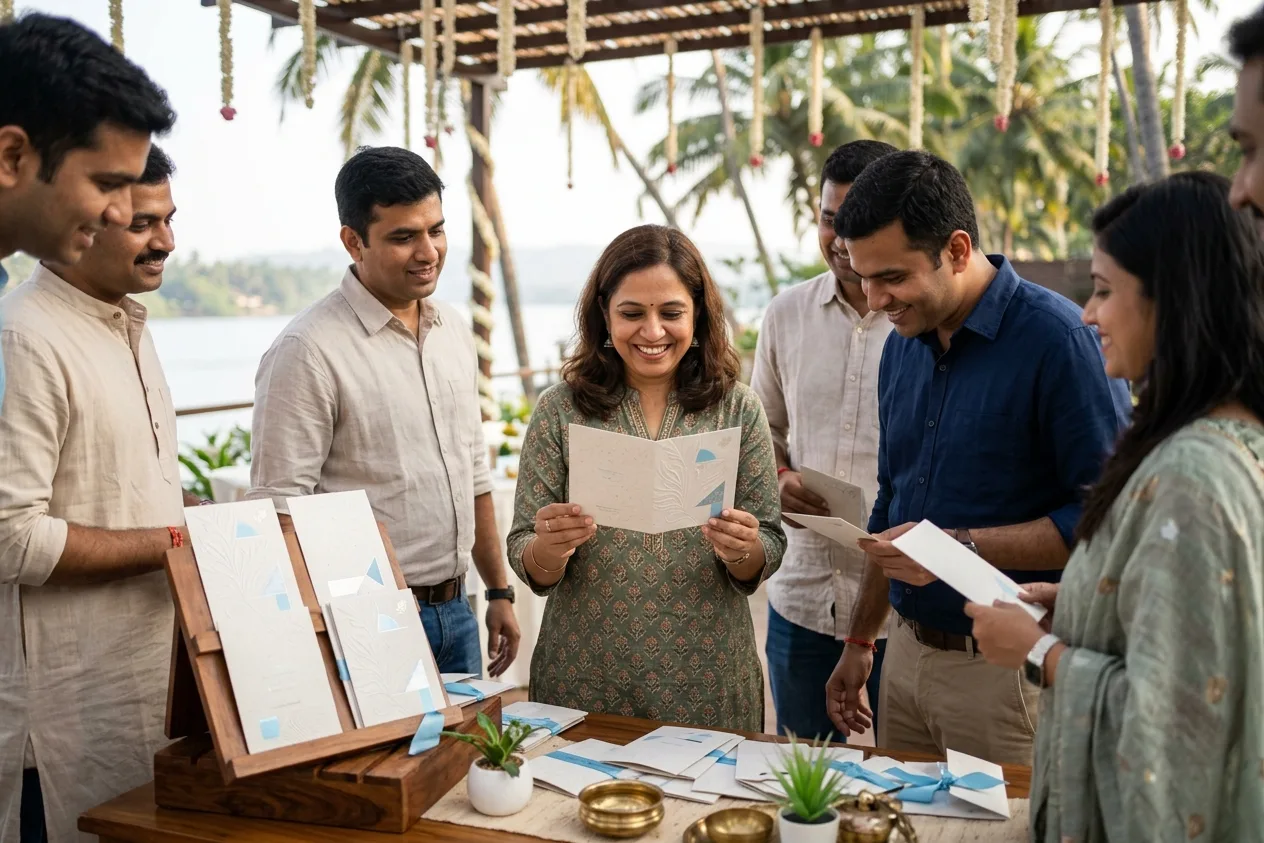 Corporate onboarding kits on a table
